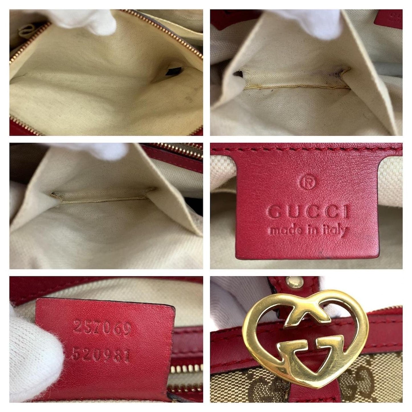Gucci GG Canvas Lovely Tote Bag Red