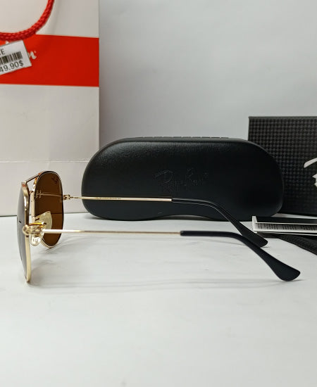 Ray Ban Golden Brown Aviator Sunglasses