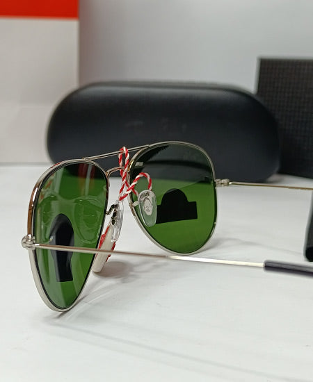 Ray Ban Silver Green Aviator Sunglasses