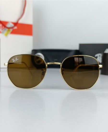 Ray Ban Sunglasses Geometric Golden Brown