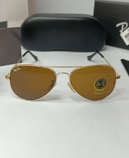 Ray Ban Golden Brown Aviator Sunglasses