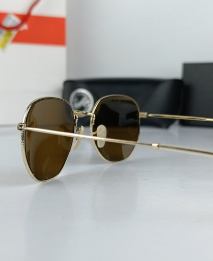Ray Ban Sunglasses Geometric Golden Brown