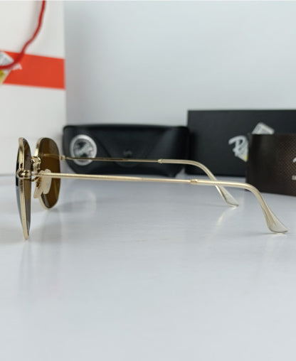 Ray Ban Sunglasses Geometric Golden Brown